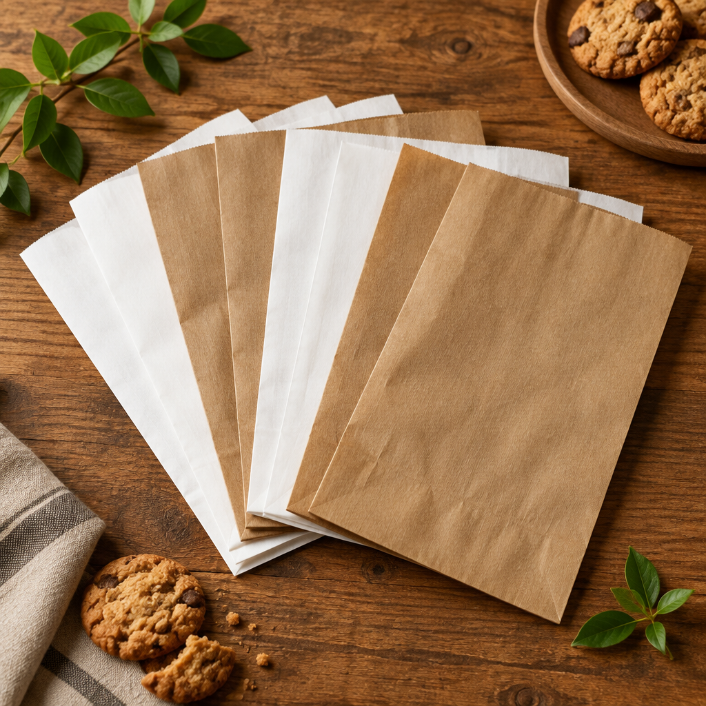 Kraft Paper Bags Without Handles – White & Brown, 2 Sizes, Custom Logo Print, Pack of 25–300