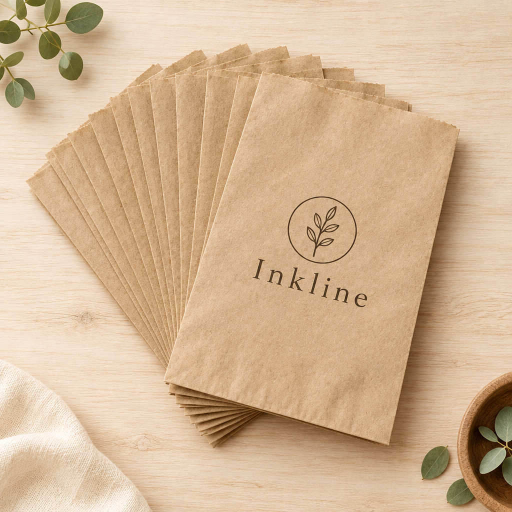 Brown Kraft Paper Bags - светлый фон