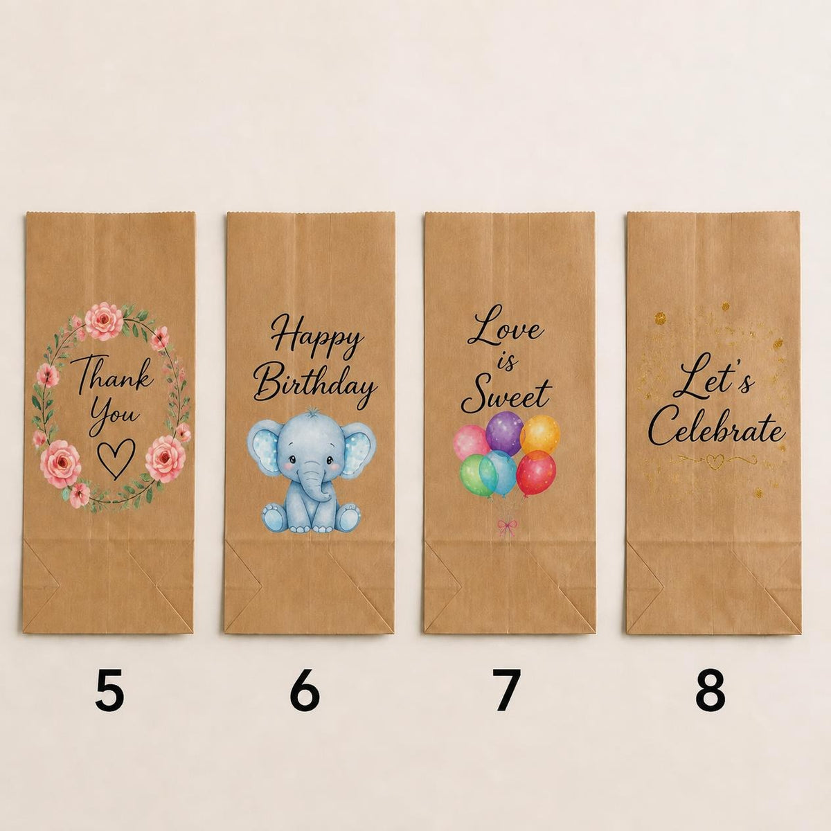 Kraft Paper Bags Without Handles – White & Brown, 2 Sizes, Custom Logo Print, Pack of 25–300