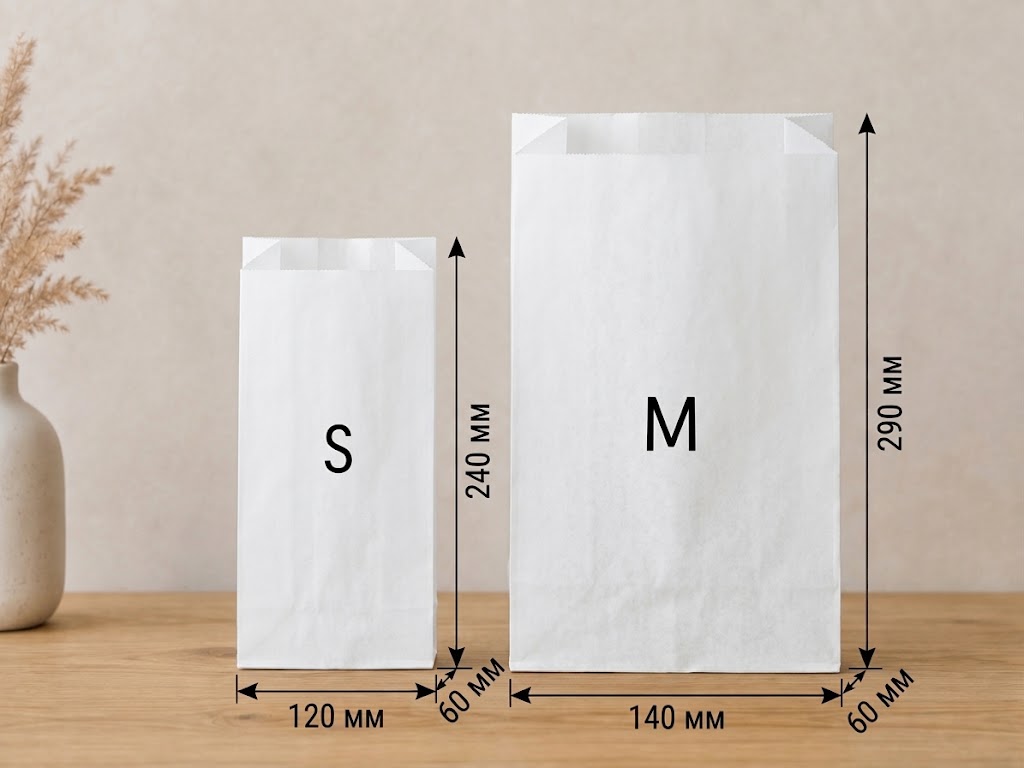Kraft Paper Bags Without Handles – White & Brown, 2 Sizes, Custom Logo Print, Pack of 25–300