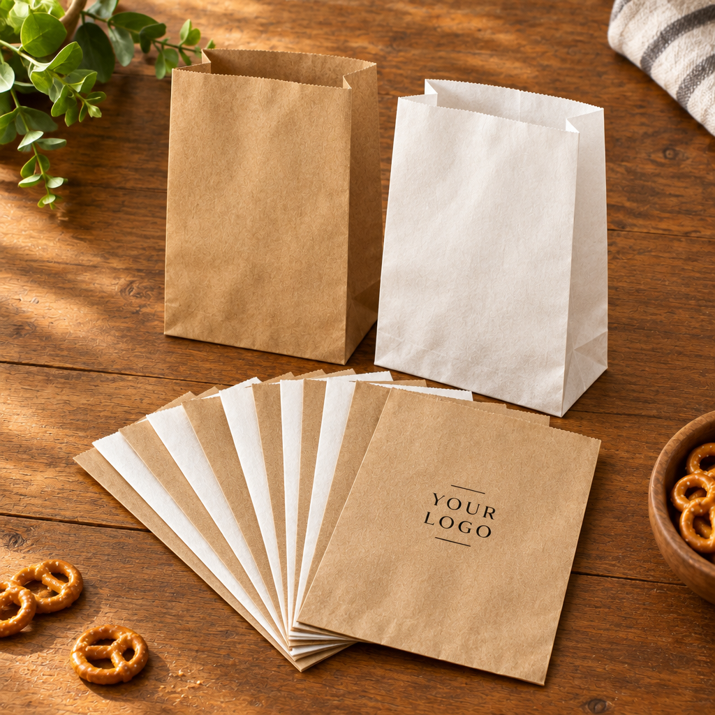 Kraft paper bags with custom logo printing option
