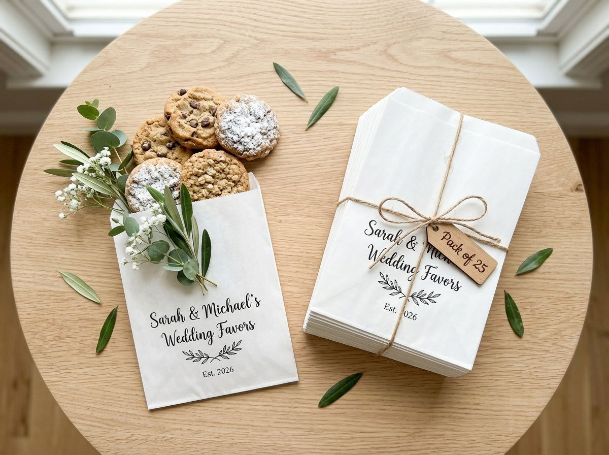 Kraft Paper Bags Without Handles – White & Brown, 2 Sizes, Custom Logo Print, Pack of 25–300